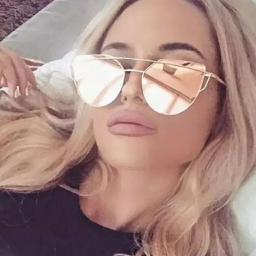 Cat eye reflective sunglasses, mirror sunglassess